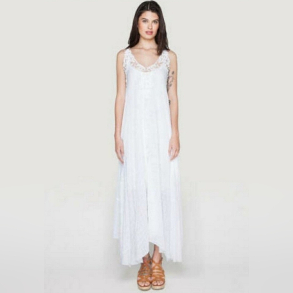 Johnny Was NWT Floral Eyelet White Maxi Dress MEDIUM NEW